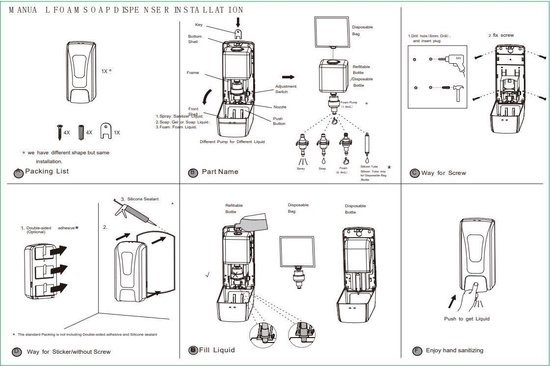 Automatische Desinfectie Dispenser, 1000 ml.