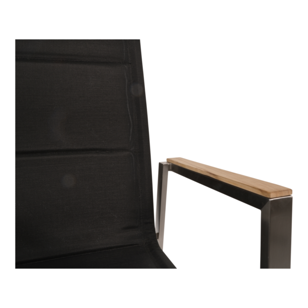 Stapelstoel Marmaris RVS  Zwart, hoge rug. Set van 4 stoelen.
